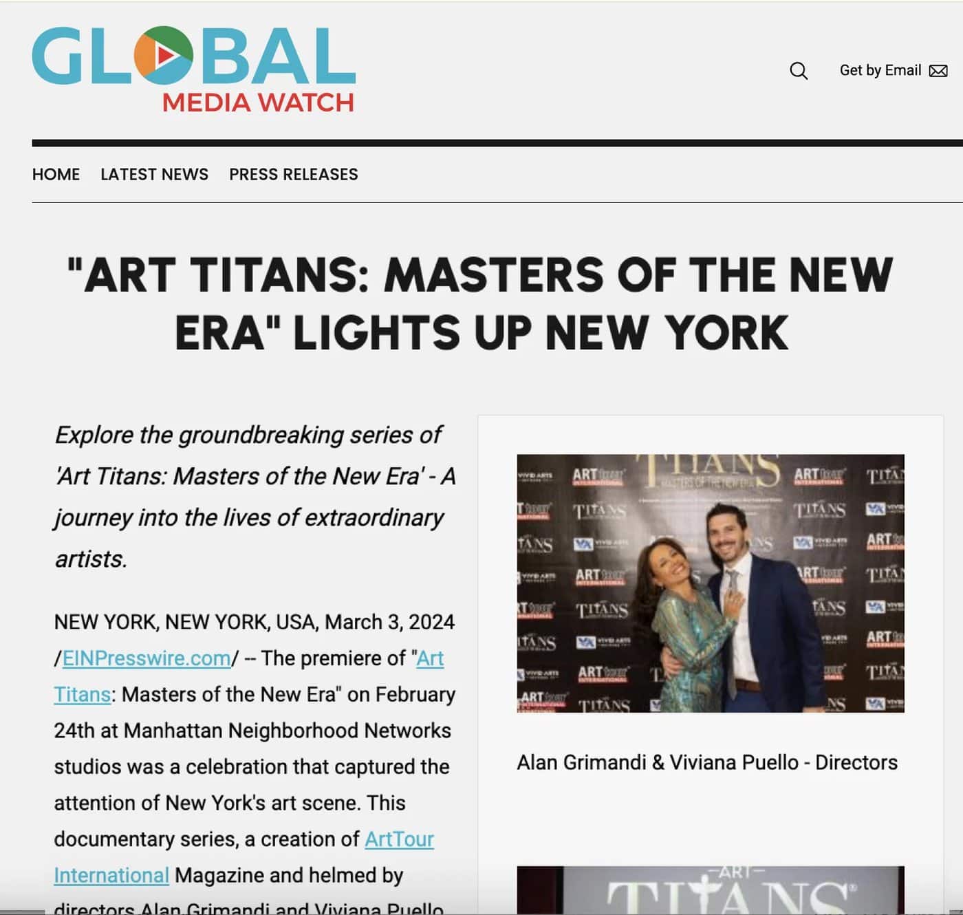 Art Titans press feature on Global Media Watch