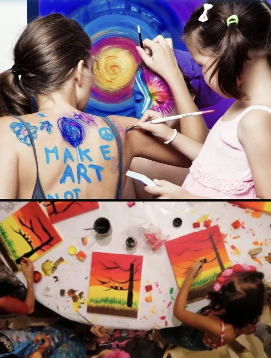 Children making art together in a Create4Peace program