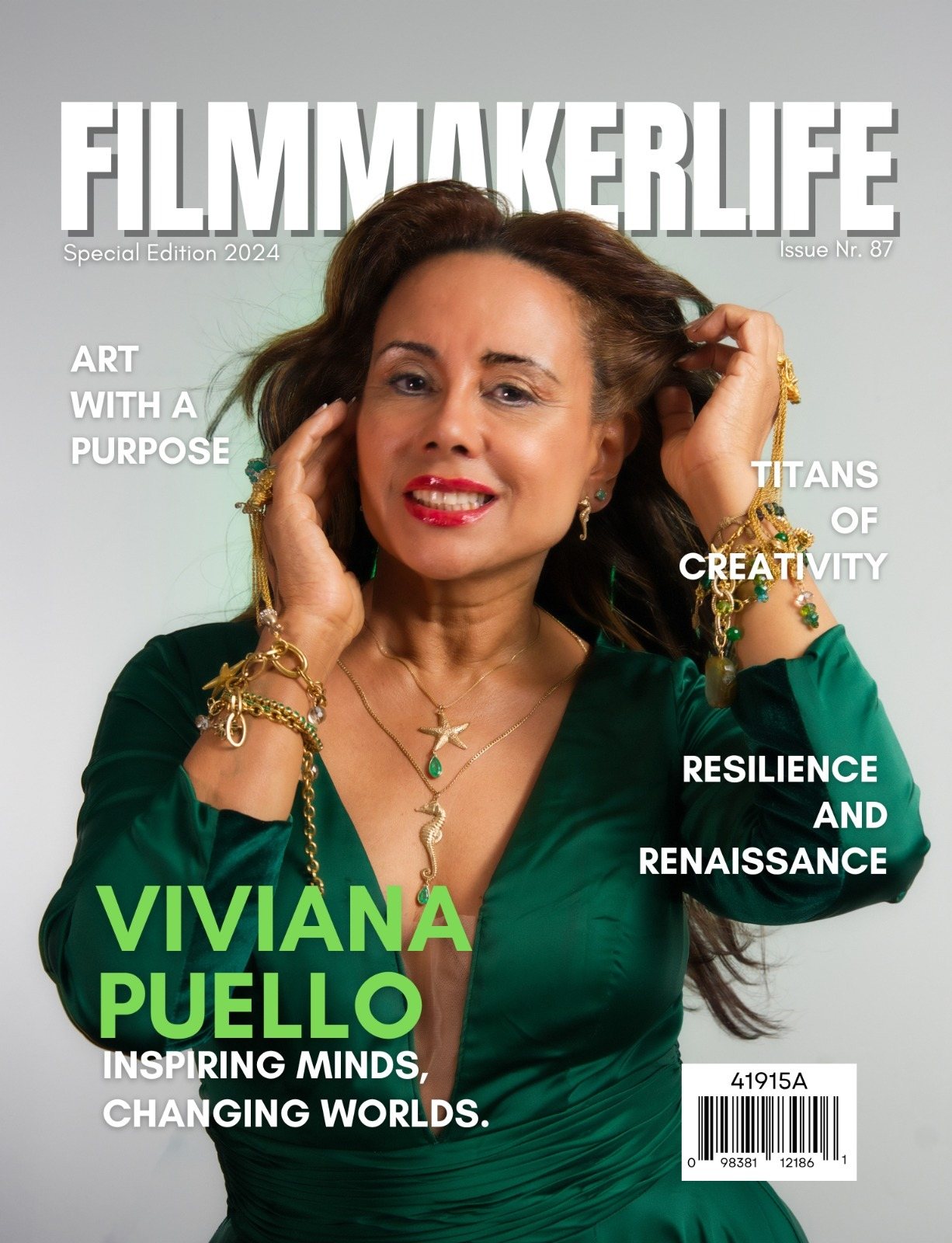 Viviana Puello on the cover of FilmmakerLife, Special Edition 2024, Issue 87